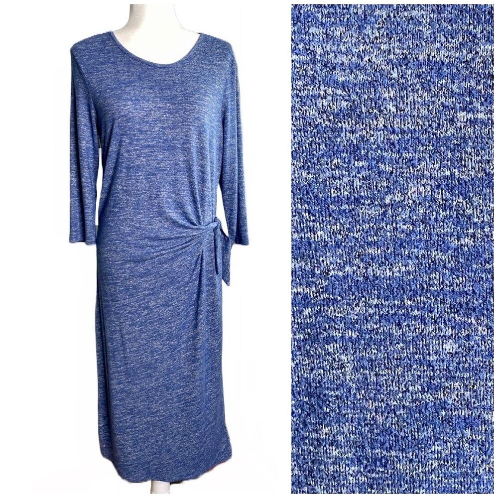 Gap Women's Medium Soft Jersey Midi Sweater Dress Chrome Blue Heather Chic Cozy